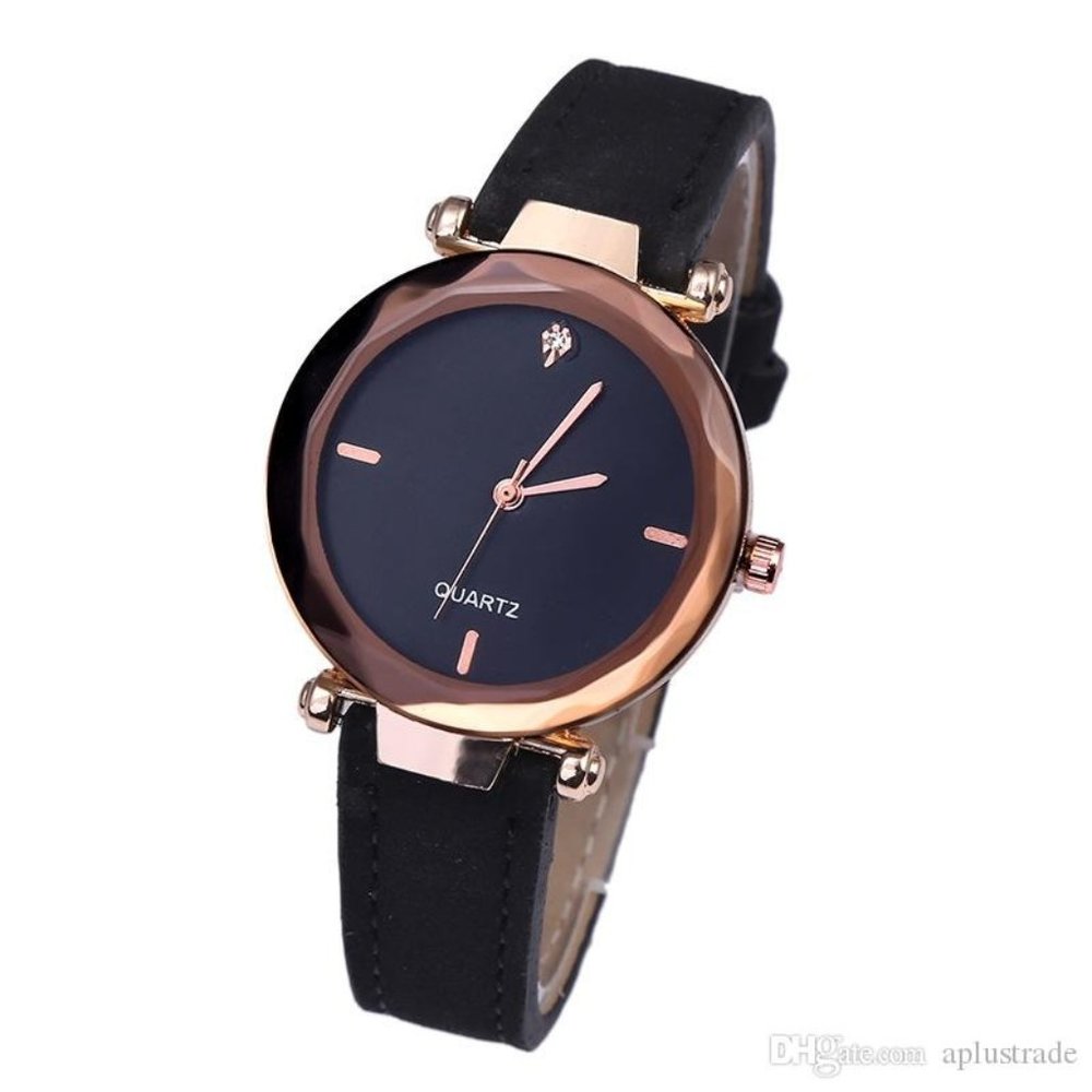 Leather Rhinestone Analog Quartz Watch